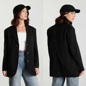 Everlane The 80's Blazer in Black 3 Button Front Long Sleeve Women's Size 00 NWT